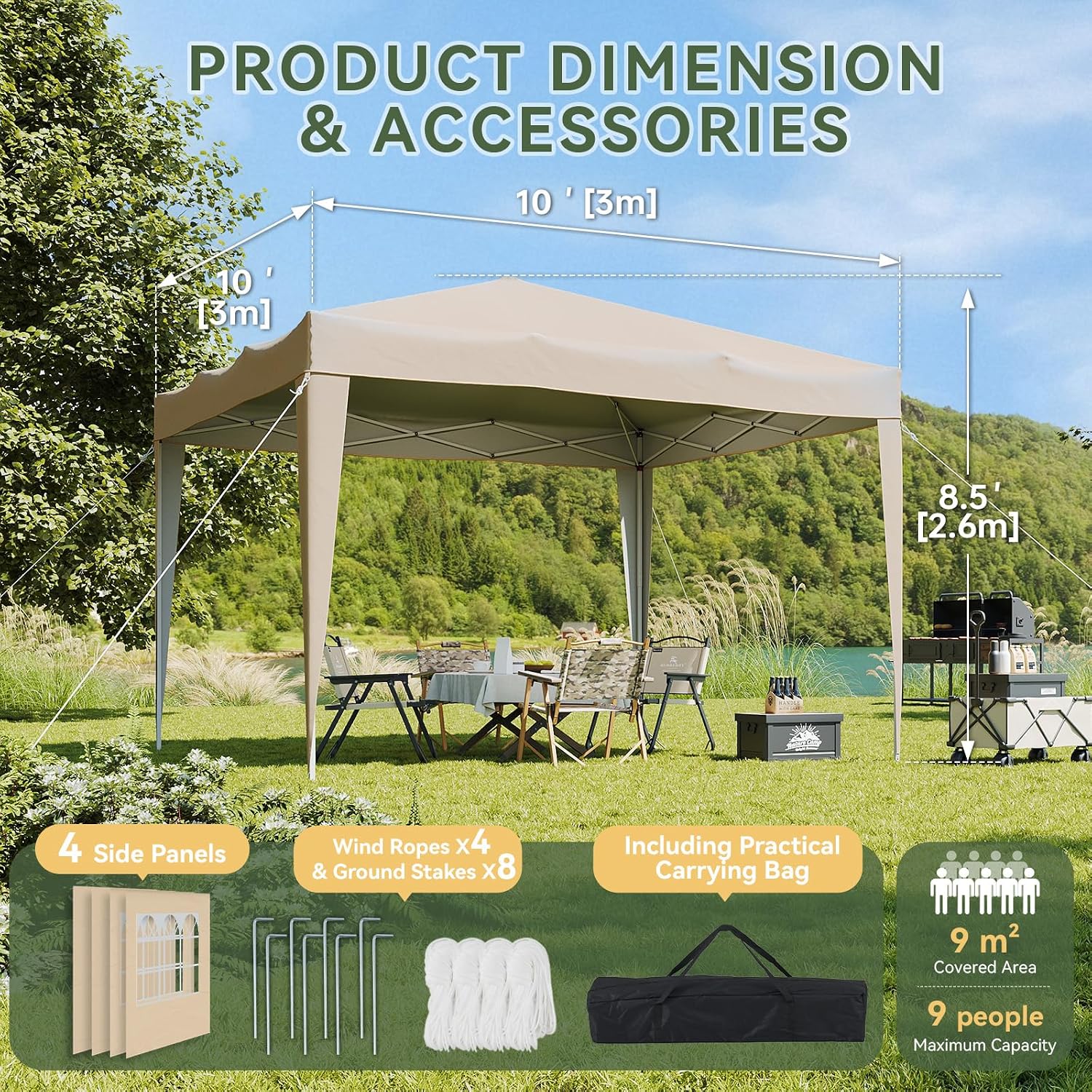 Gazebo with Sides 3m x 3m