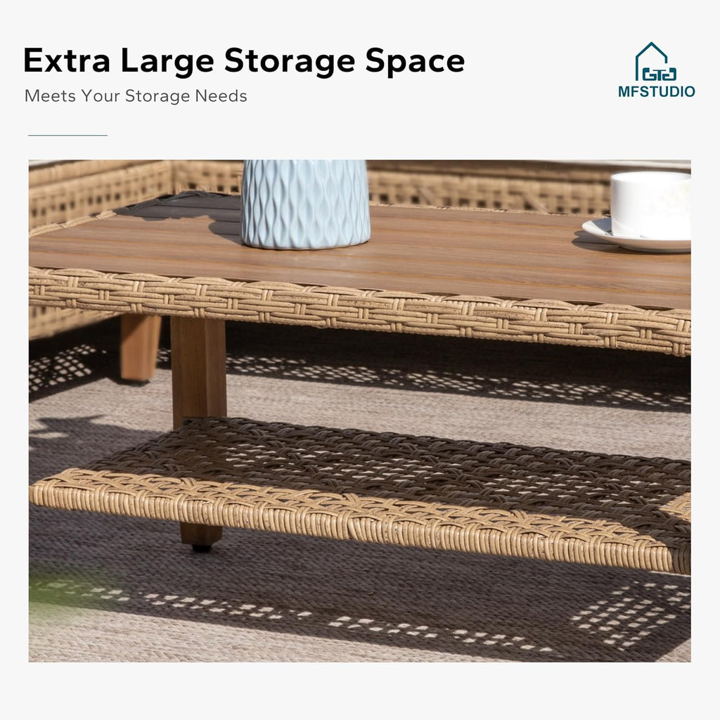 5 Pieces Rattan Garden Furniture Set with Outdoor Coffee Table