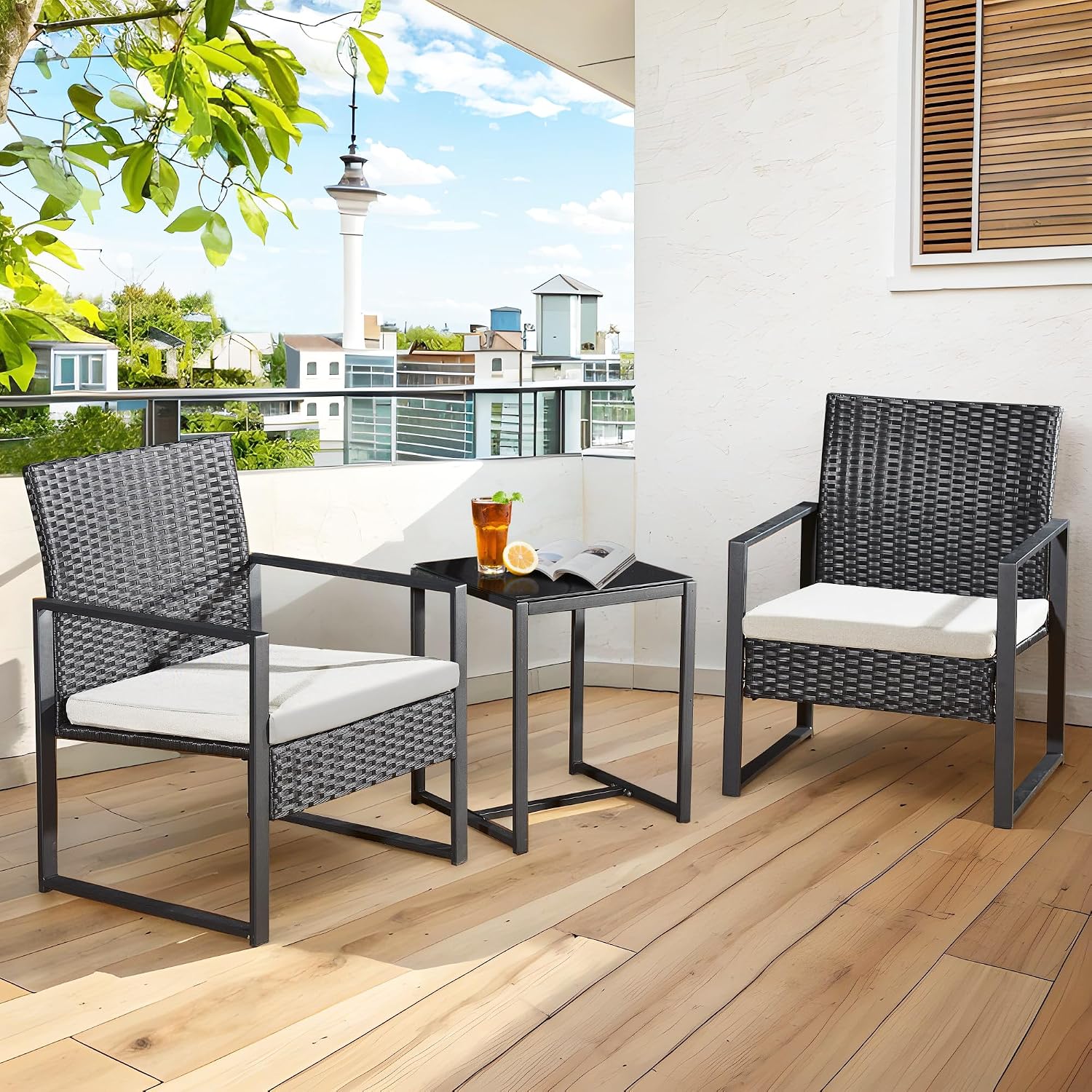 3 PCS Rattan Garden Furniture Set