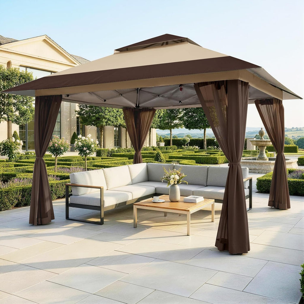 4m × 4m Double-Roof Pop-Up Gazebo with Vented Canopy