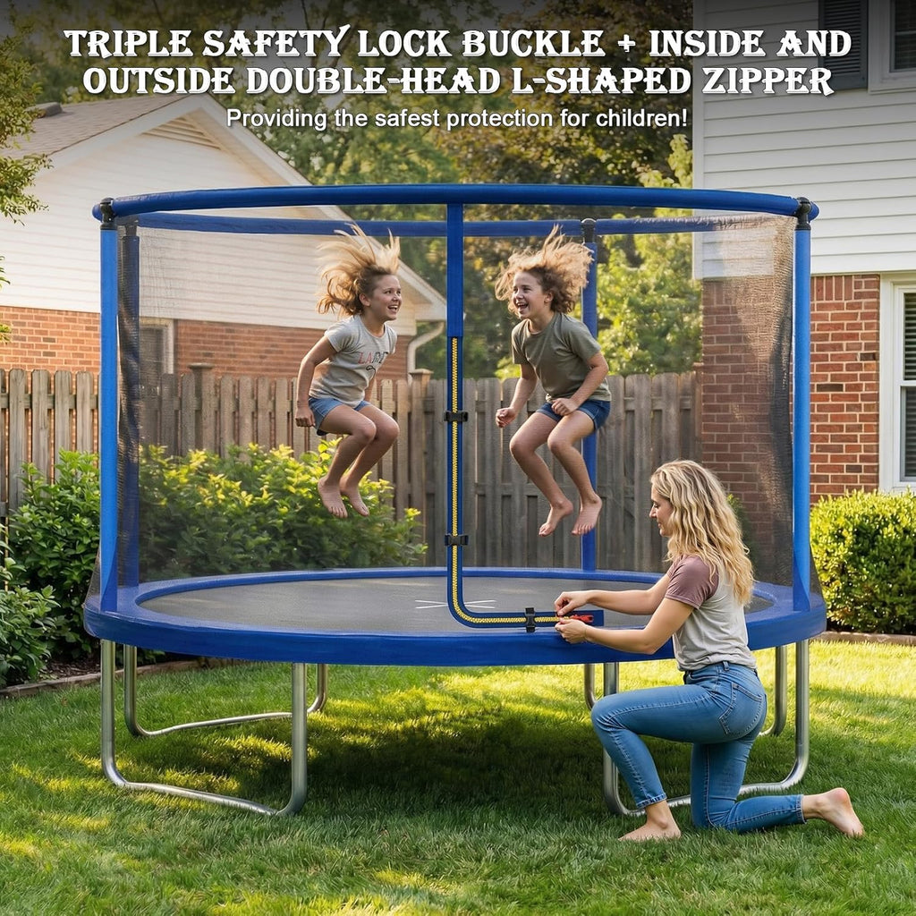 6/8/10/12ft Outdoor Trampoline with Safety Enclosure Net - Complete Outdoor Garden Trampoline for Kids &amp; Adults Spring Tool Home Fitness Family Play Equipment