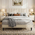 Double Bed Frame with Velvet Headboard