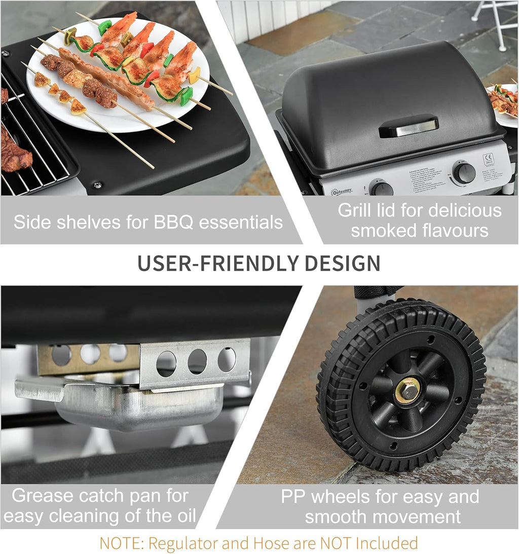 2 Burner Gas BBQ Trolley with Lid