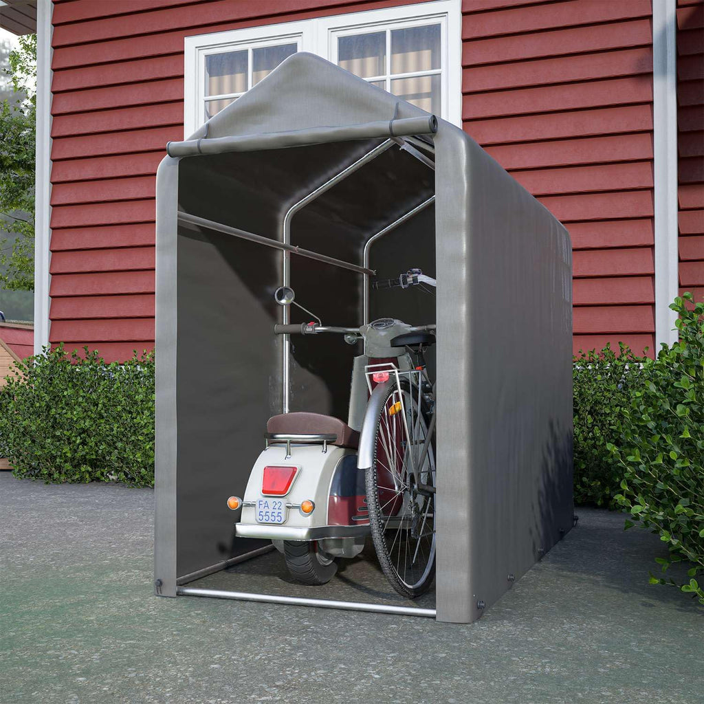 1.8M*1M Garden Waterproof Anti-UV Bike Storage Tent Bicycle Motorcycle Shed Shelter Outdoor Backyard Steel Frame PE Cover Zipper Door Small Grey