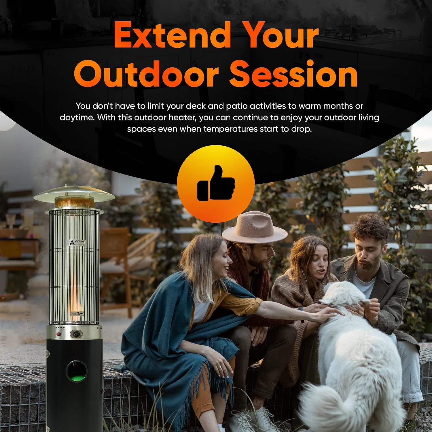 Gas Patio Heater 13.5KW (Black with Black Cover)
