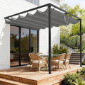Gazebo, Metal Pergola With Retractable Roof,Outdoor Parasol Features Water