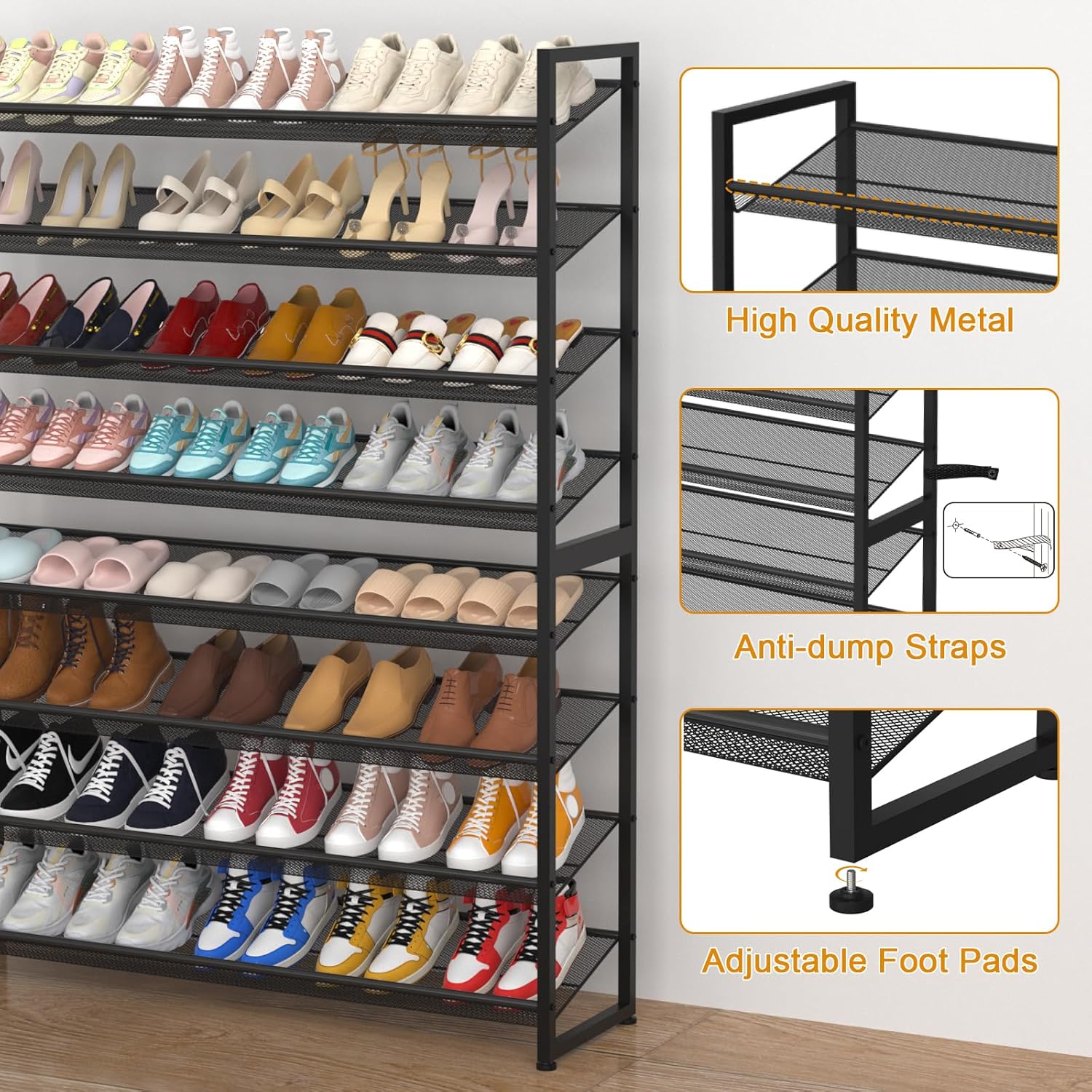 Large Shoe Rack 8 Tier Shoe Organizer