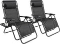 Set of 2 Folding Reclining Adjustable Zero Gravity Lounge Chairs