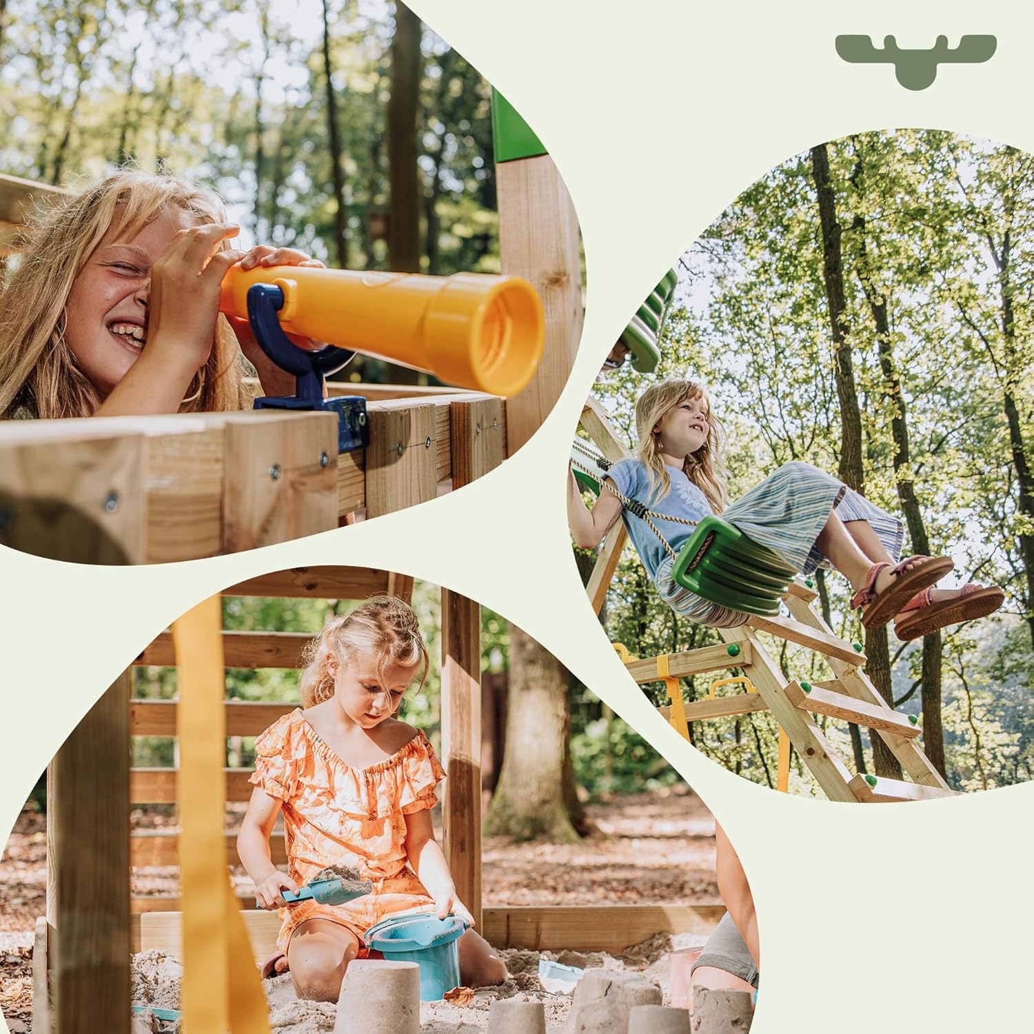 Wooden Climbing Frame FruityForest Fun XXL with Swing Set &amp; Apple Green Slide