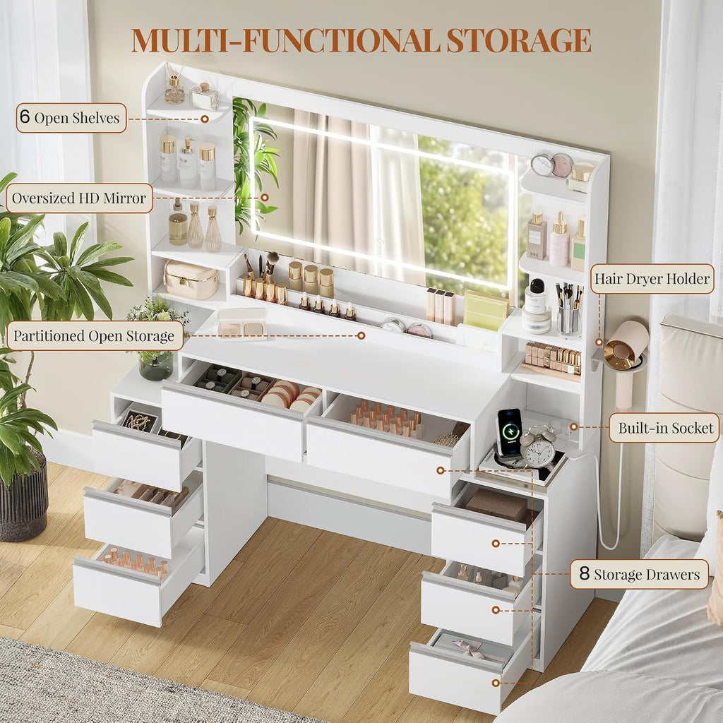 135 cm Dressing Table with Mirror