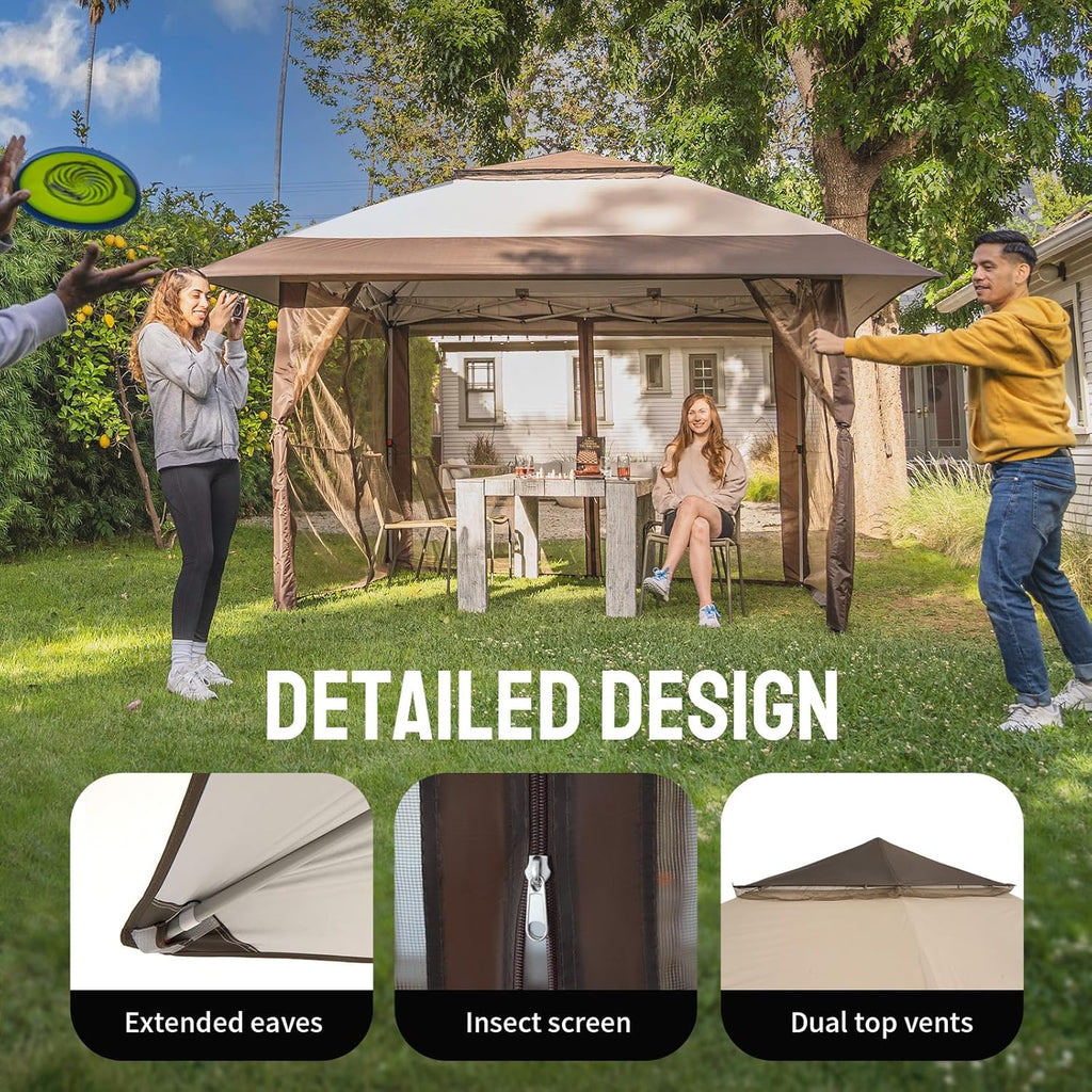 4m × 4m Double-Roof Pop-Up Gazebo with Vented Canopy