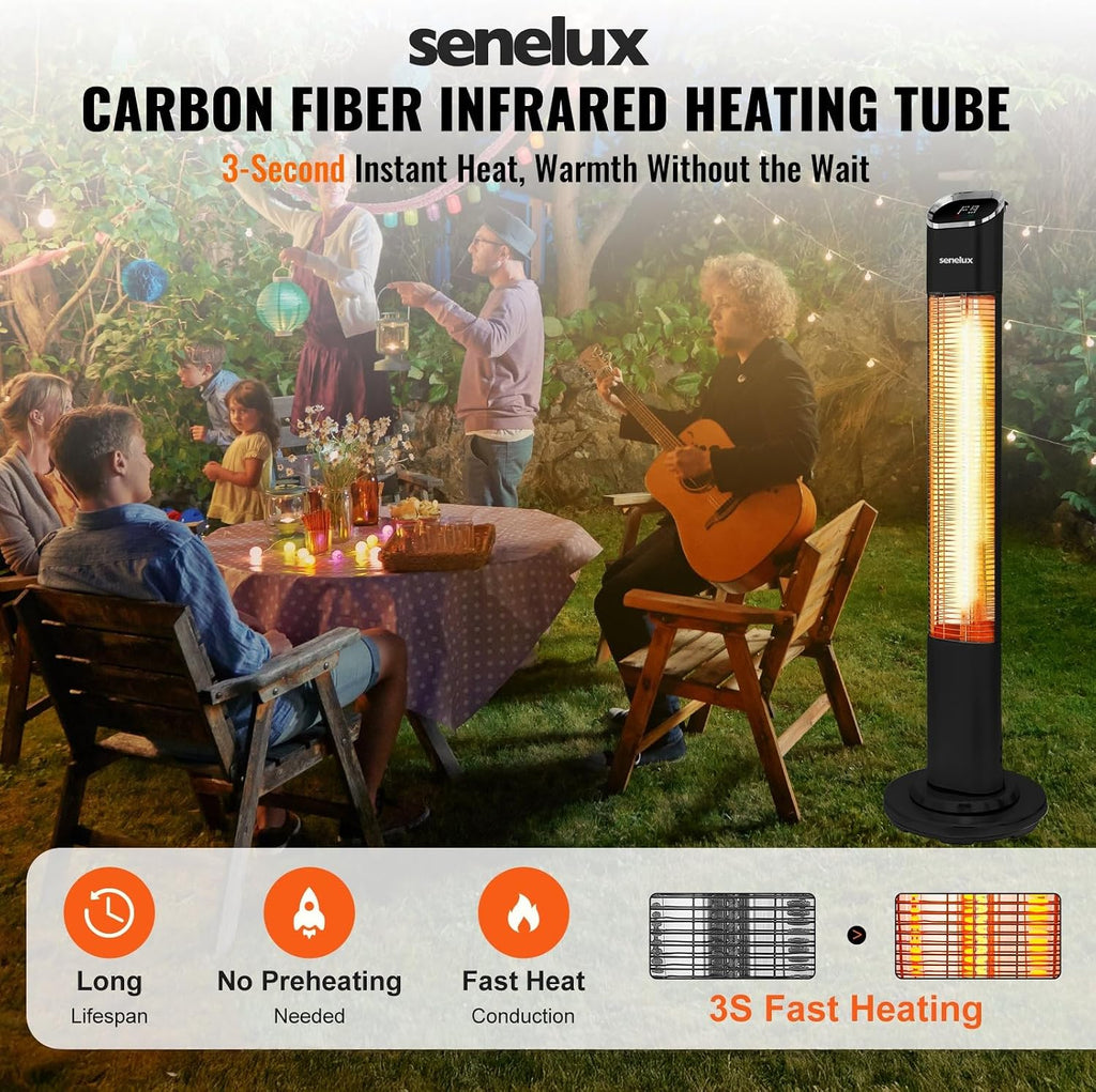 2000W Infrared Tower Patio Heater with Remote Control