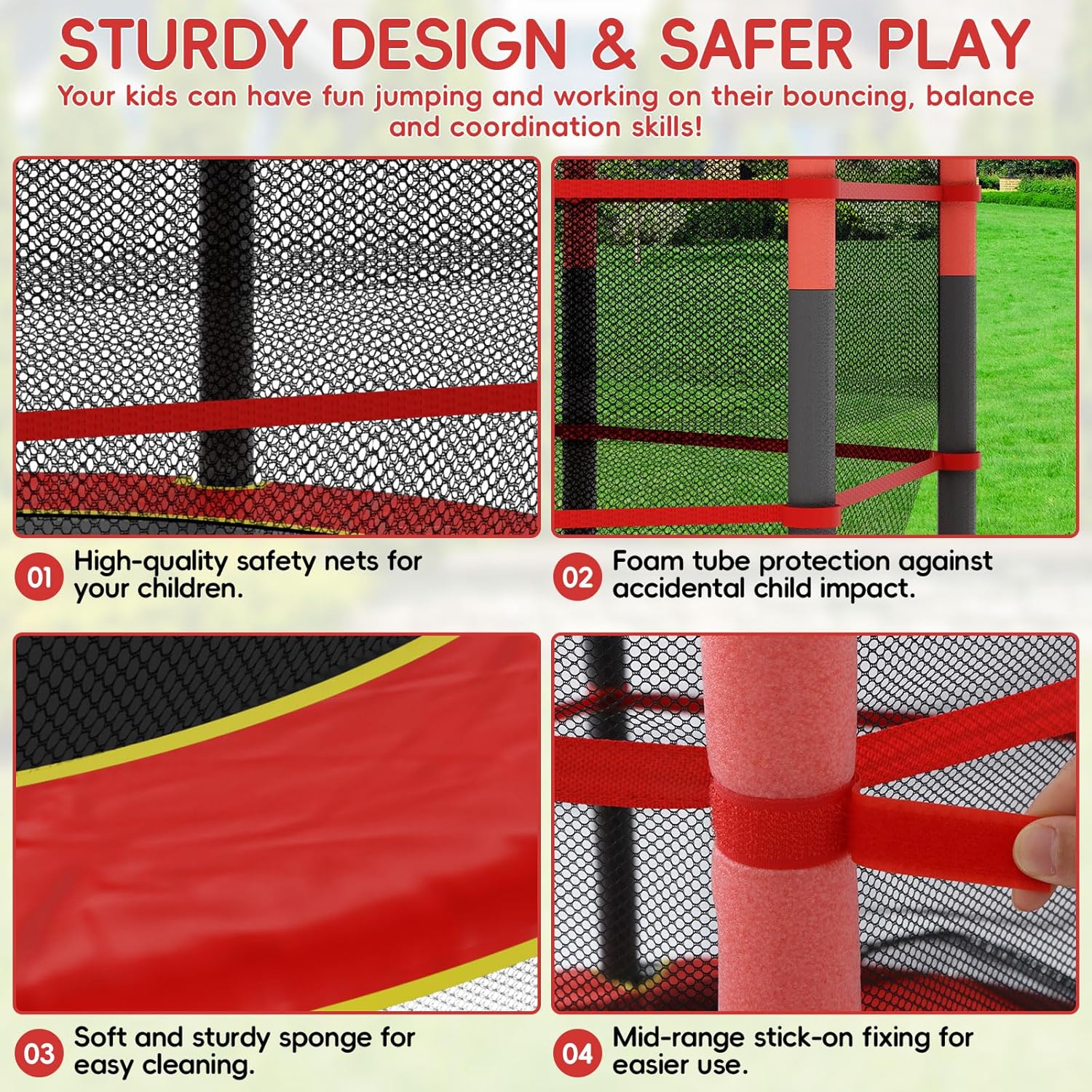 140cm Secure Kids Trampoline,with Safety Enclosure&amp; Reinforced Steel Frame,Indoor Outdoor Toddler Trampoline for Children 3-10Years