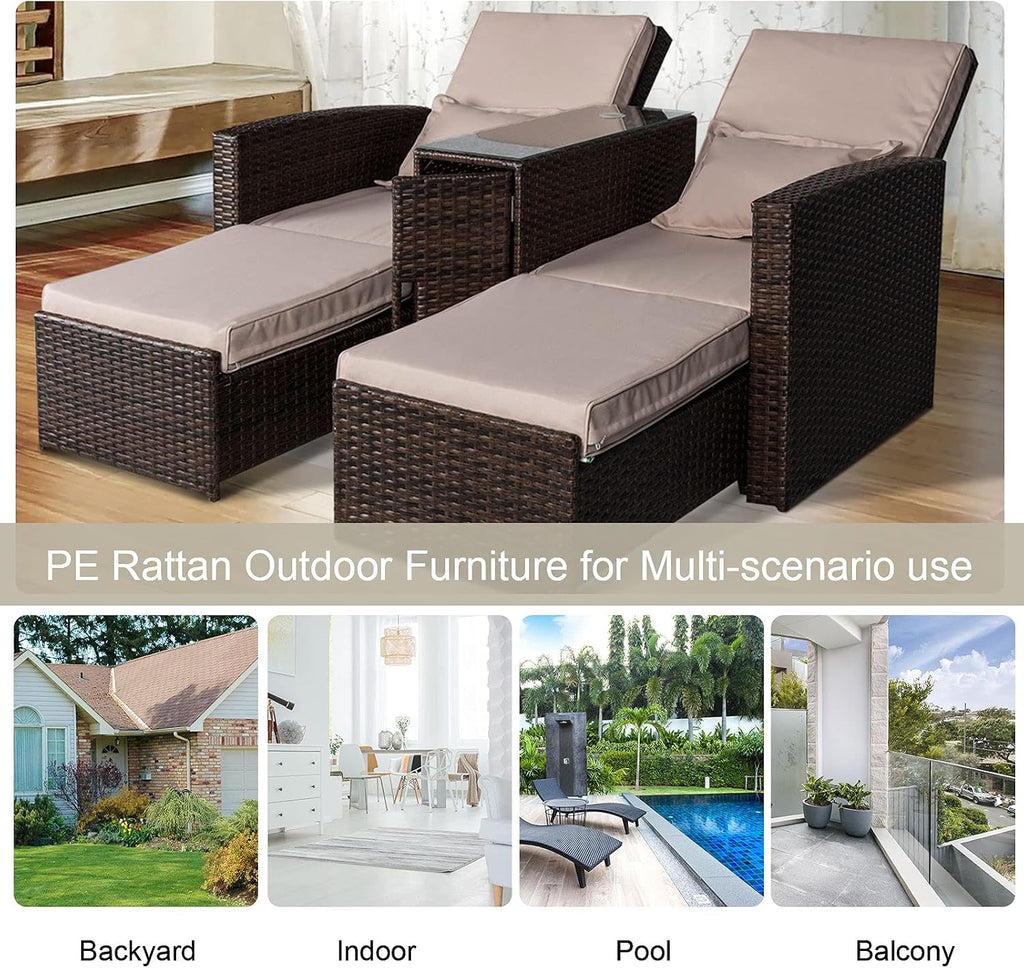 Double Rattan Sun Lounger