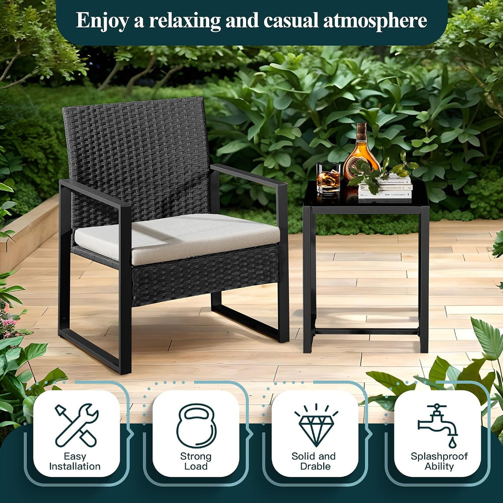 3 PCS Rattan Garden Furniture Set