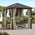 2.5 x 2.5m Hardtop Gazebo with Galvanized Steel Roof &amp; Detachable Curtains