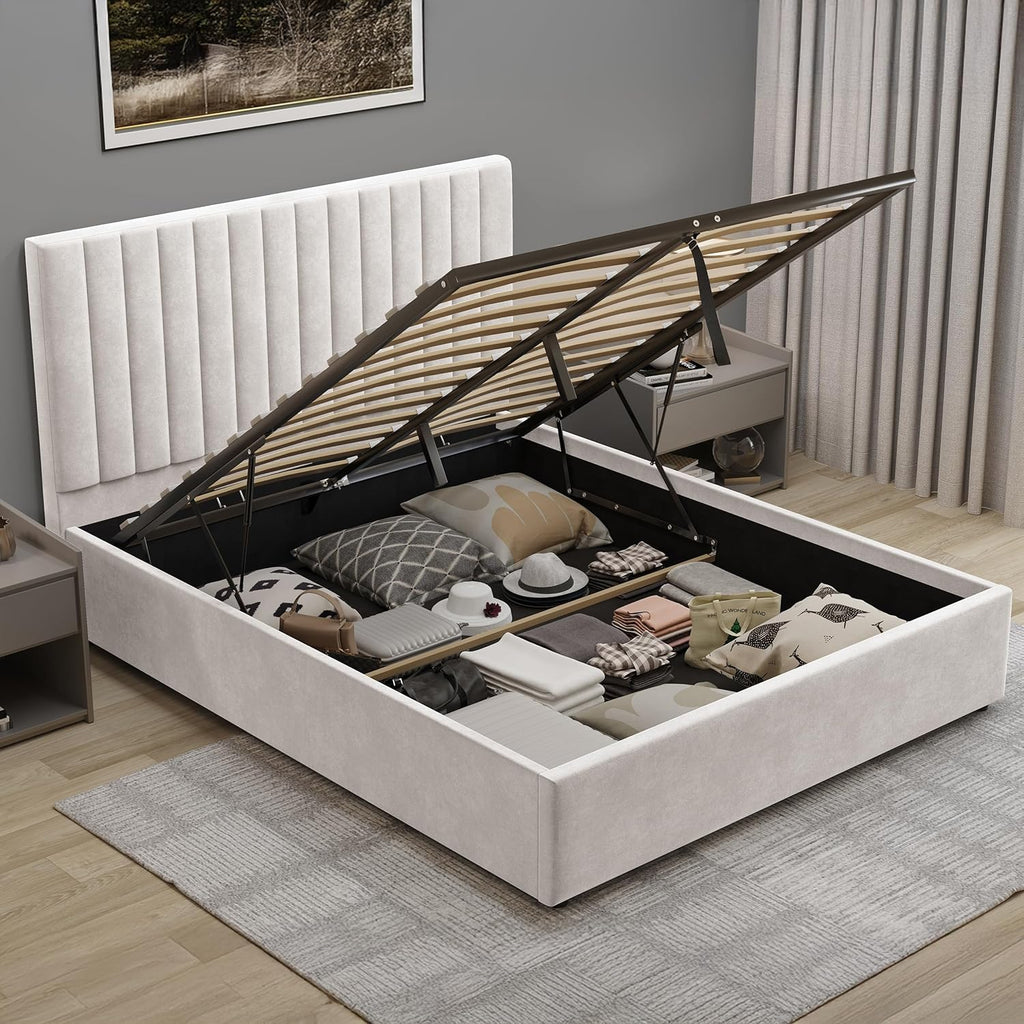 Ottoman Bed Frame Gas Lift Up Storage Bed