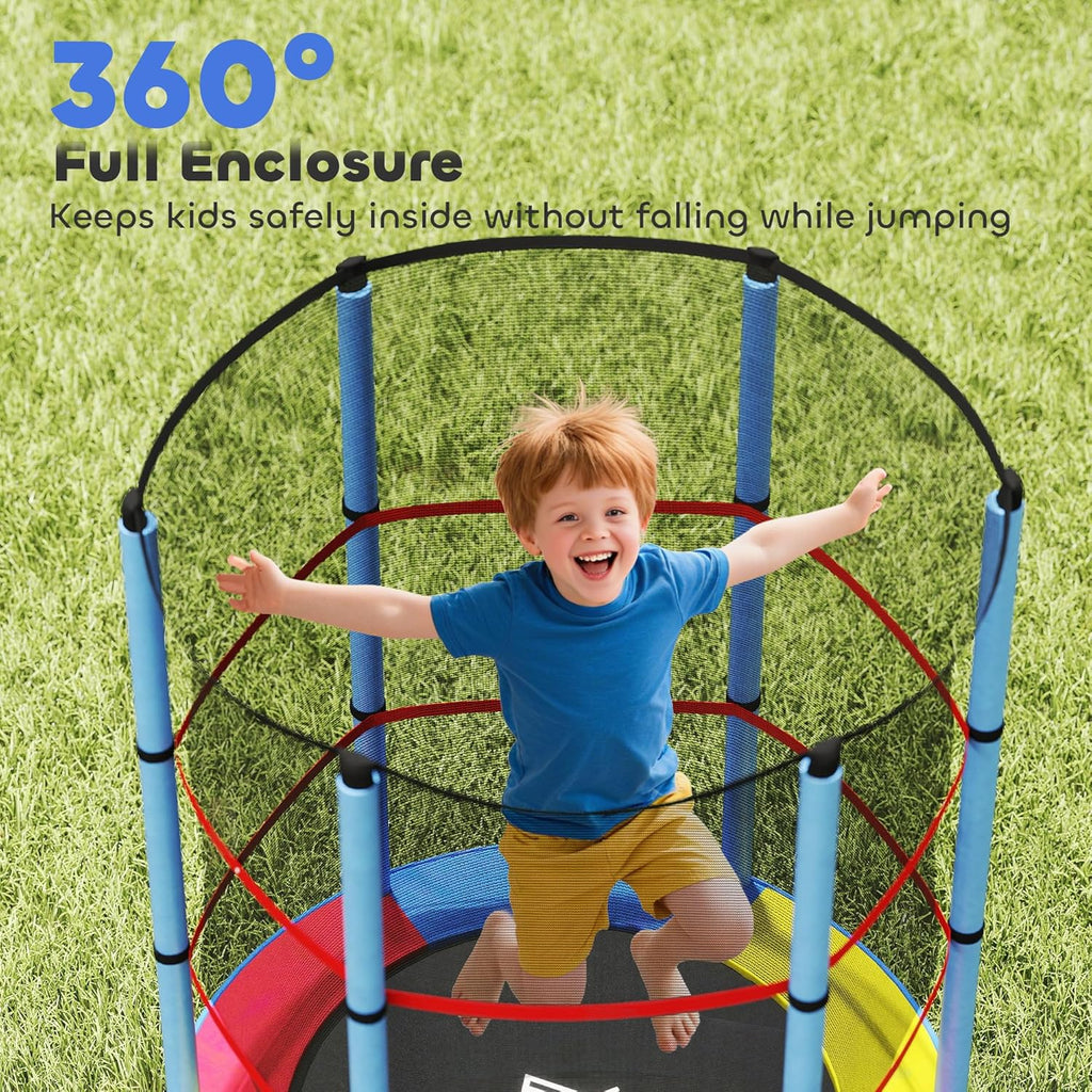 4.6FT Kids Trampoline for Toddlers Outdoor Indoor w/Enclosure Net