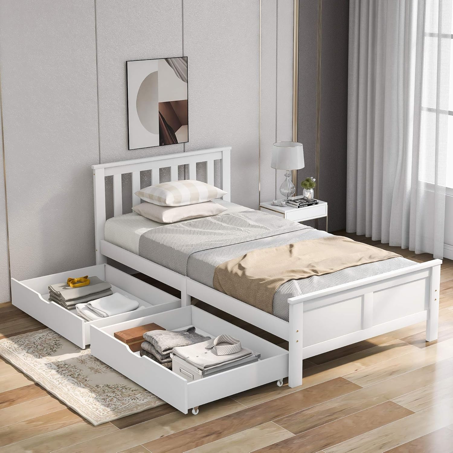 Designs Wooden Solid Pine Storage Bed With Drawers Bed Frame 3ft Single,90 x 190 cm