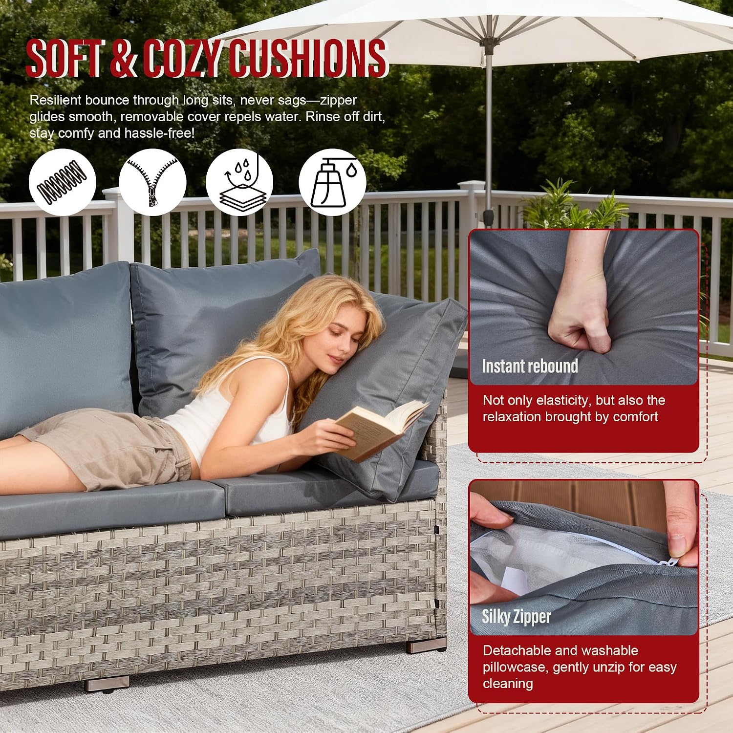 8-Seater L-Shaped Rattan Corner Sofa Set - All-Weather Wicker Outdoor Patio Garden Furniture with 2 Storage Ottomans