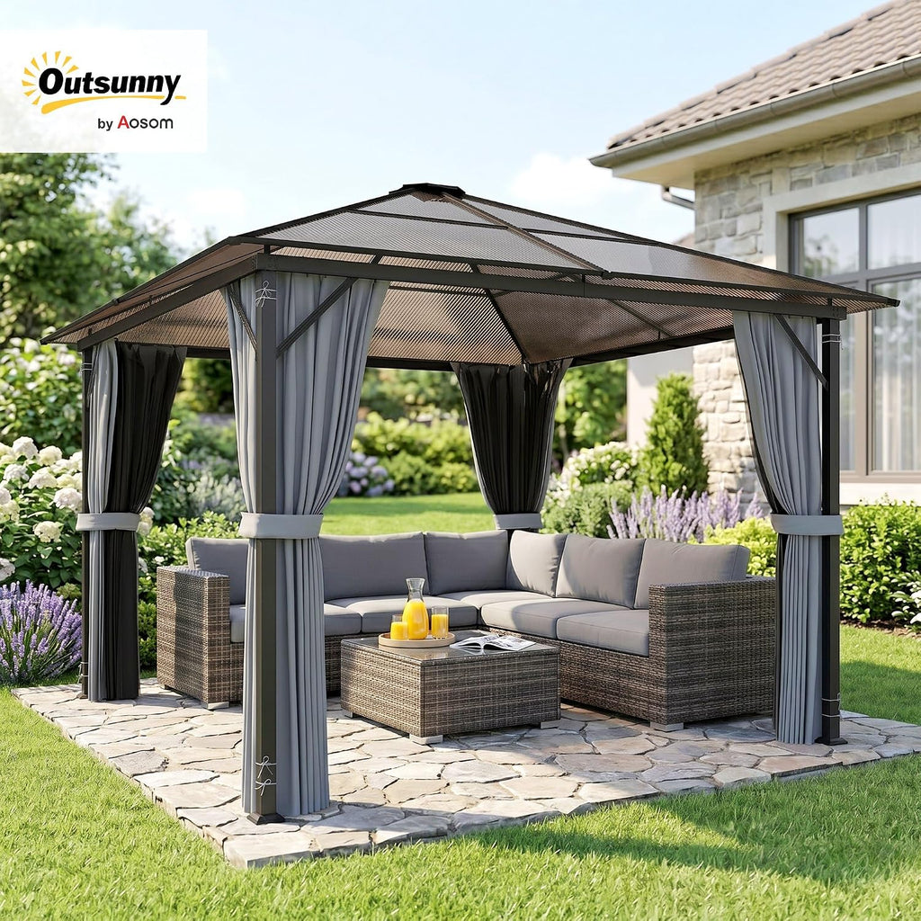 3 x 3(m) Hardtop Gazebo Canopy with Polycarbonate Roof
