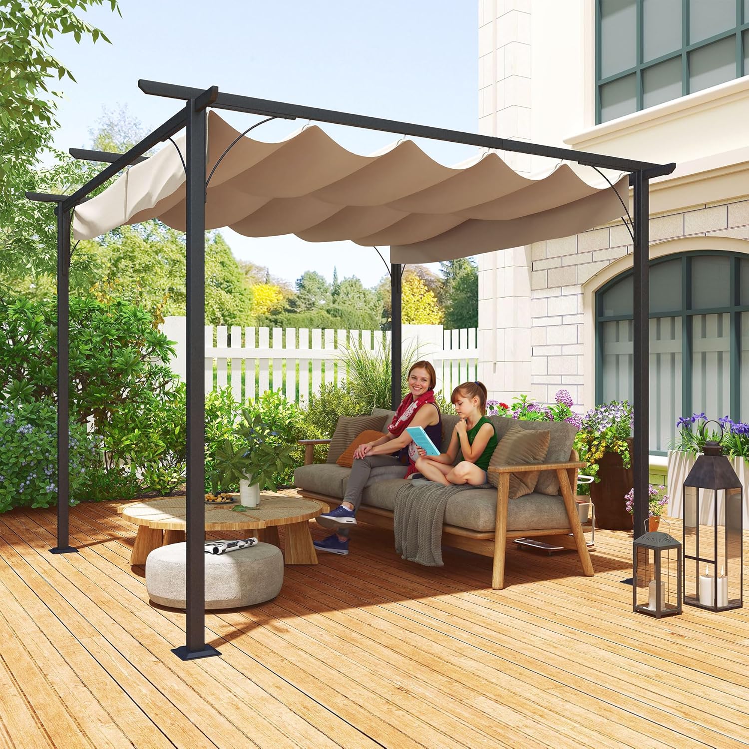 3 x 3(m) Metal Pergola with Retractable Roof
