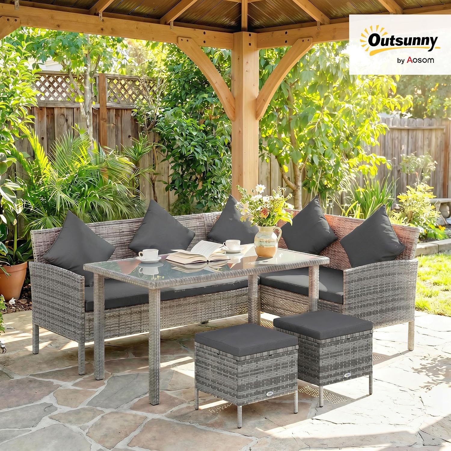 5 Pieces Rattan Garden Furniture Set