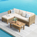 5 Pieces Rattan Garden Furniture Set with Outdoor Coffee Table