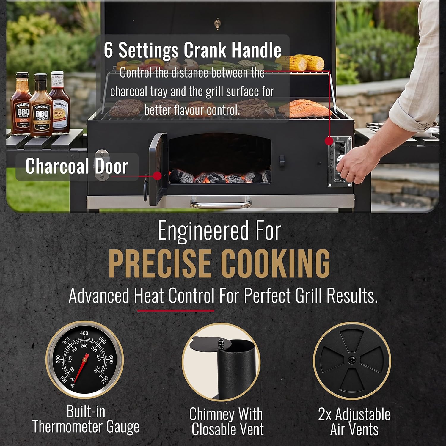 Outdoor XXL Smoker Barbecue Charcoal Portable BBQ Grill