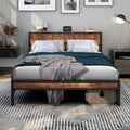 King Size Bed Frame with Storage Wooden Headboard