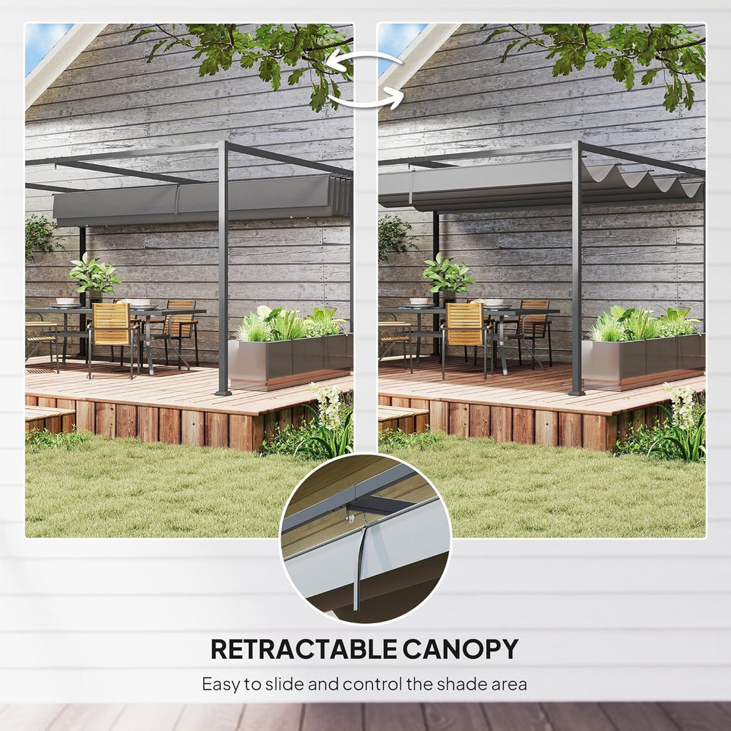 4 × 3m Metal Pergola with Retractable Roof