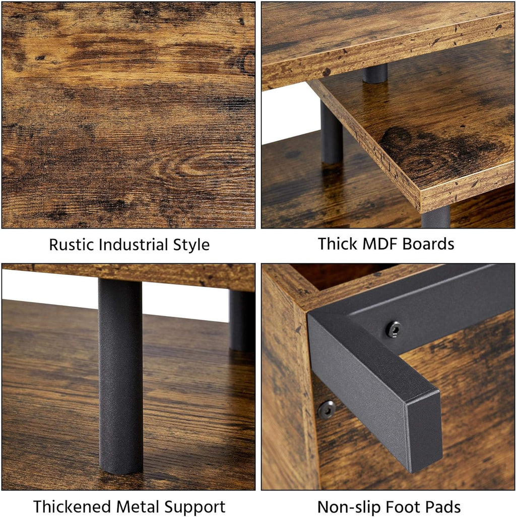 Industrial-Style TV Stand with Open Storage Shelves