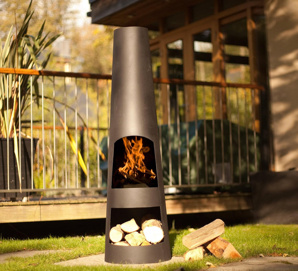 Circo - Steel Chiminea - Patio Heater - Log Burner - Easy to Assemble - Black,