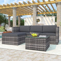 Garden Corner Sofa Rattan Patio Set Garden Entertaining Furniture Lounge Set (Grey)